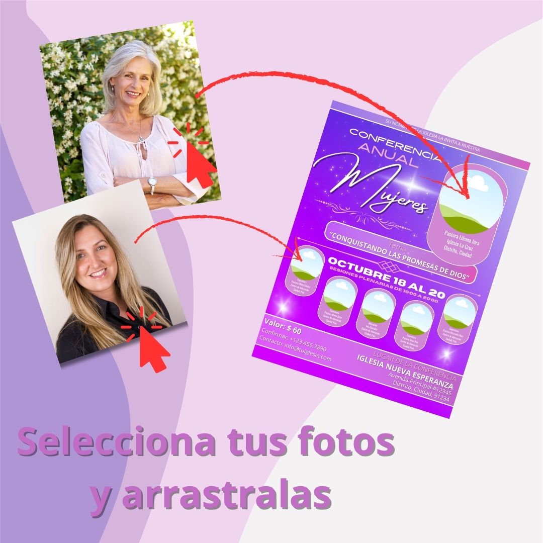 Folleto editable en canva para conferencia de mujeres