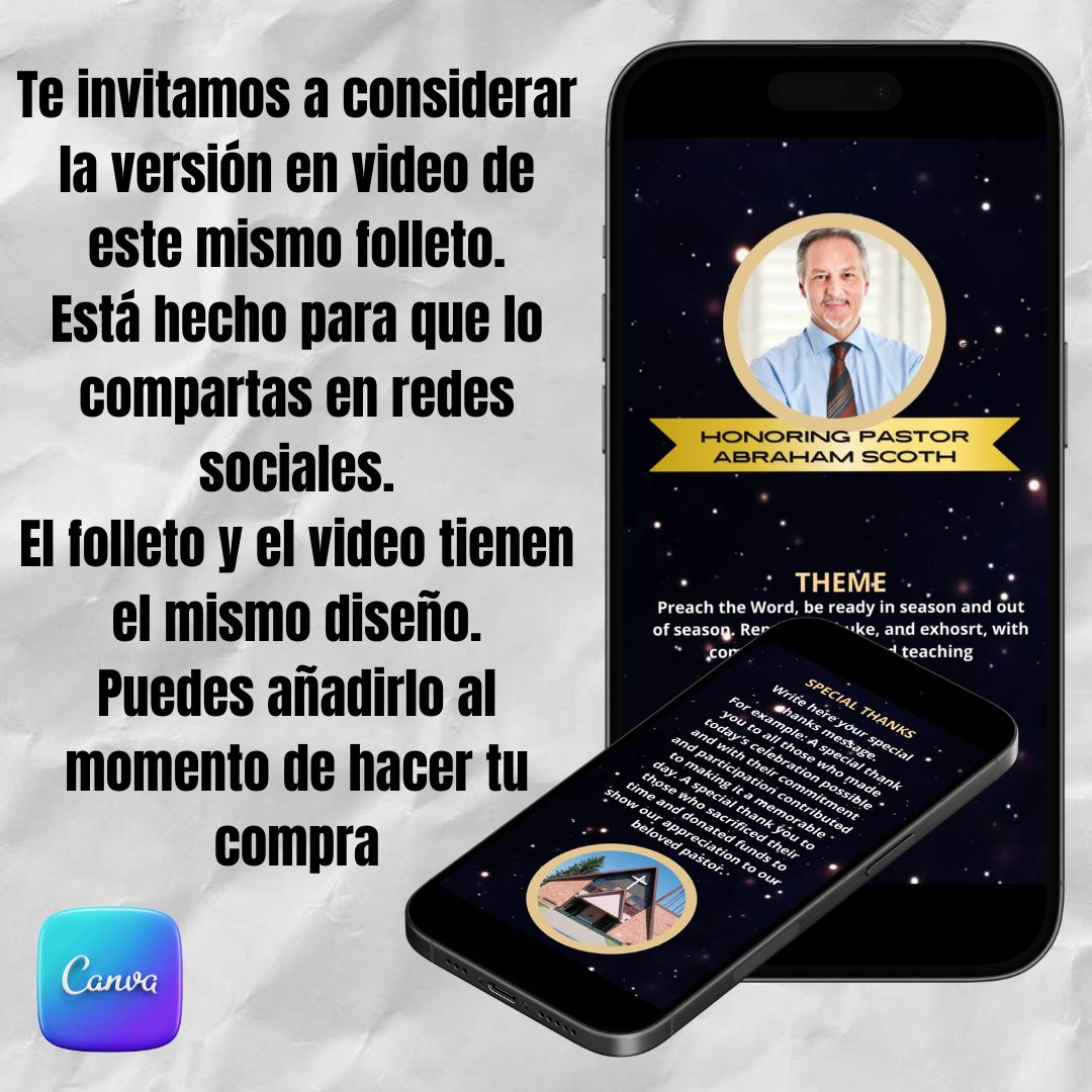 Crea un programa de reconocimiento pastoral profesional en minutos (Sin Diseñar Desde Cero) | Plantilla editable en Canva | Descarga Inmediata