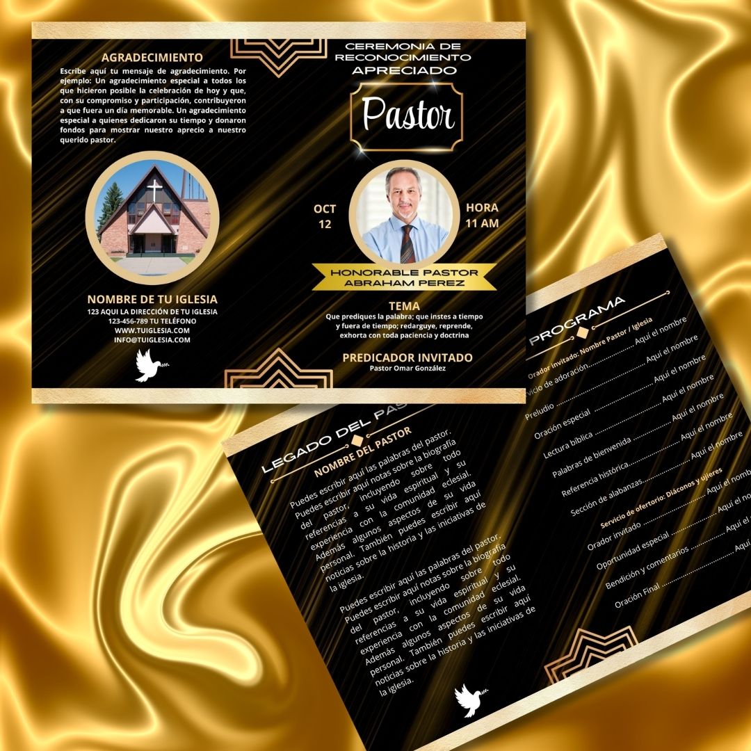 Crea un programa de reconocimiento pastoral profesional en minutos (Sin Diseñar Desde Cero) | Plantilla editable en Canva | Descarga Inmediata