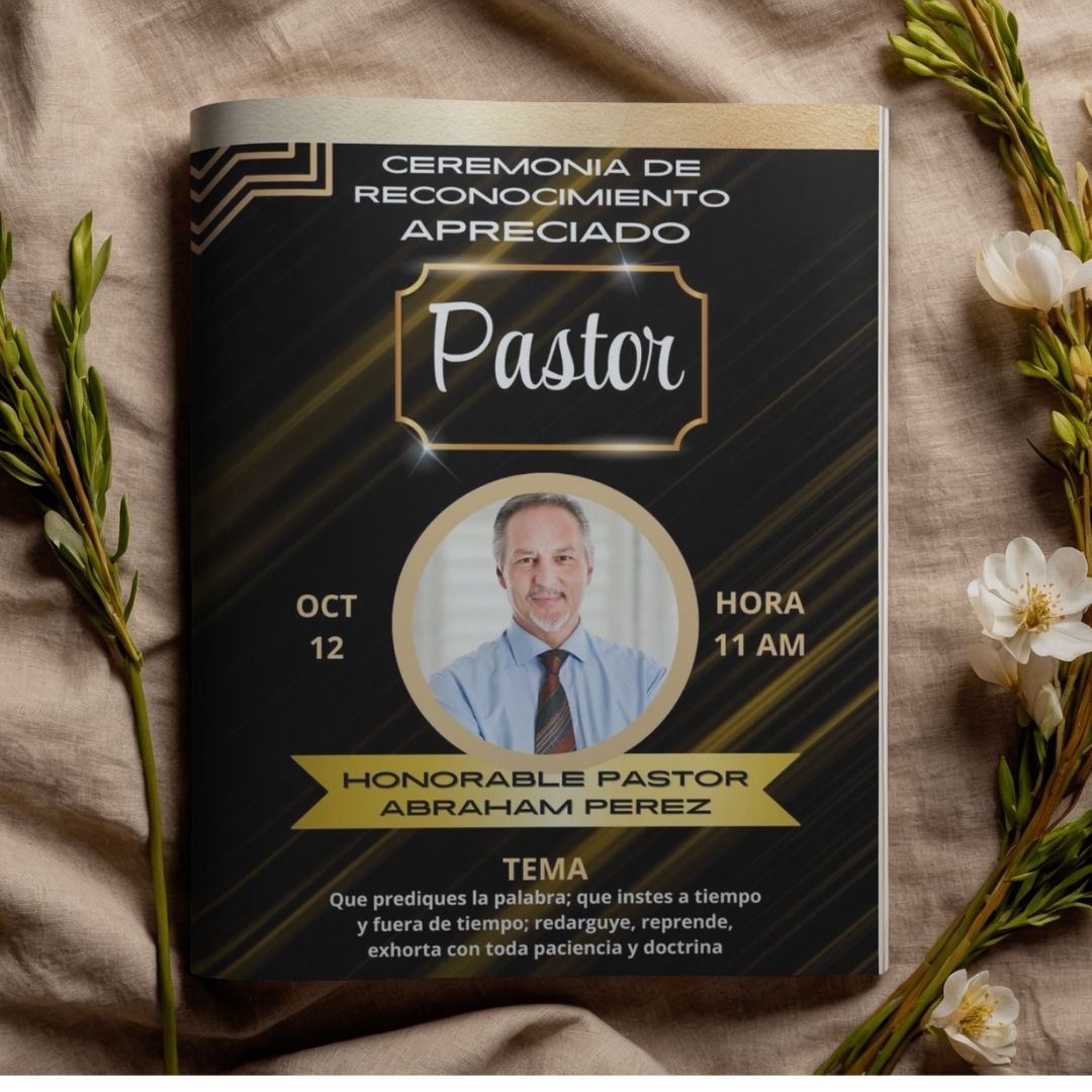 Crea un programa de reconocimiento pastoral profesional en minutos (Sin Diseñar Desde Cero) | Plantilla editable en Canva | Descarga Inmediata